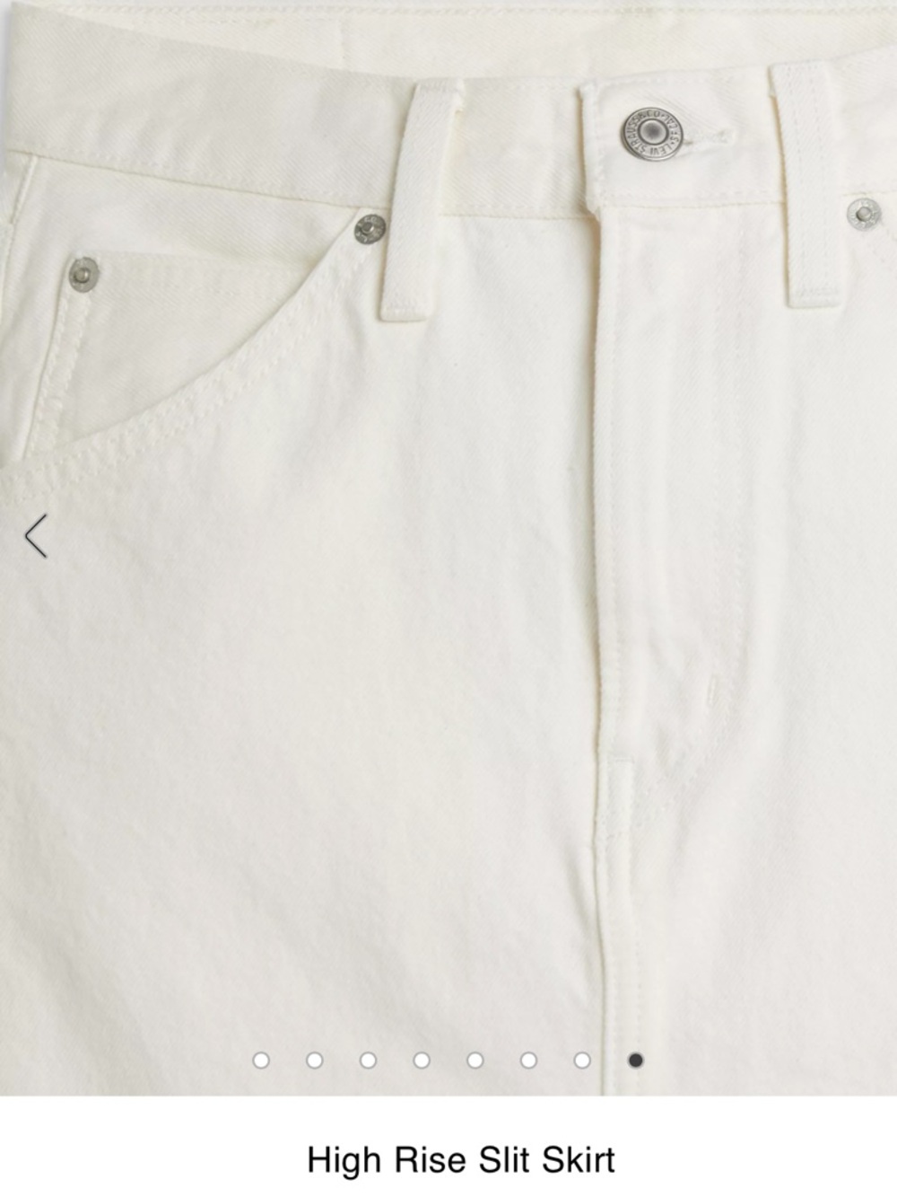 Levi’s High Rise Back Slit Denim Skirt White “Snowing in LA” Size 33 NWT 467 - Picture 7 of 7